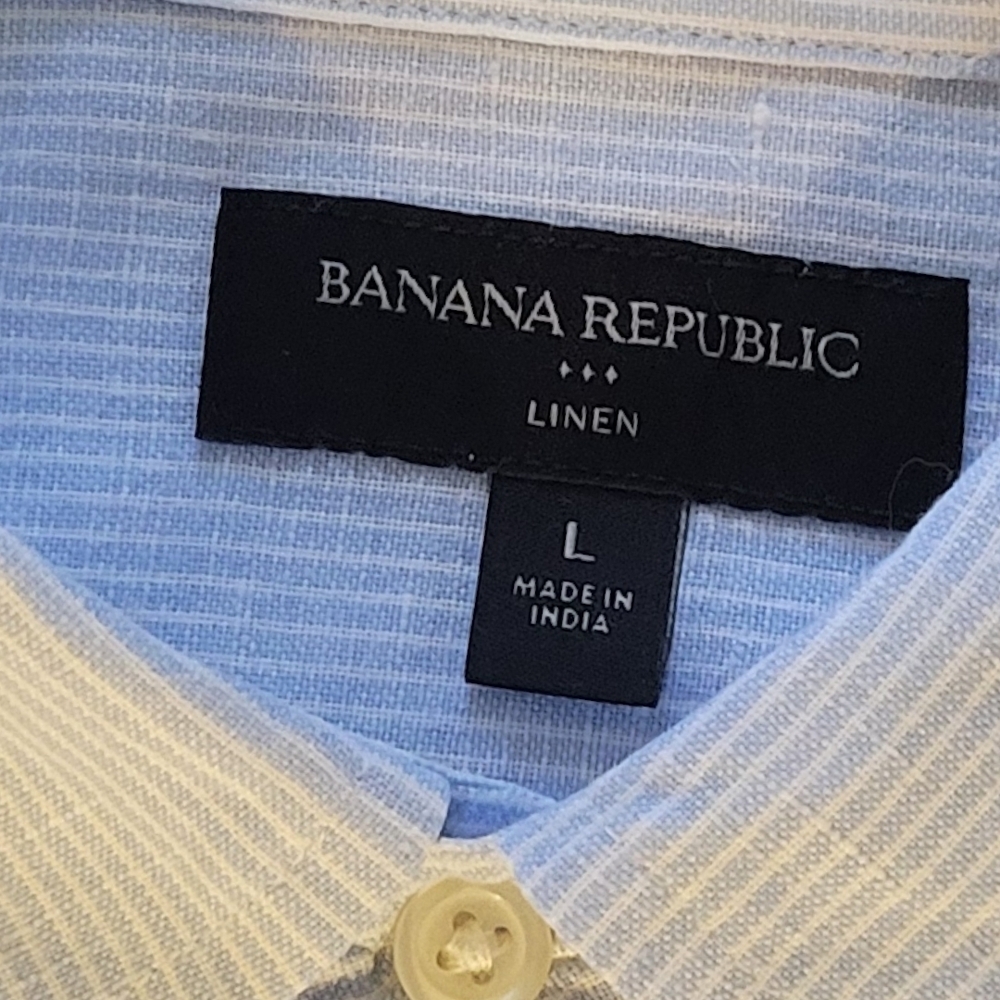 Banana Republic Men's Blue Casual Button Down Shirt Linen Cotton Blend - Picture 6 of 6